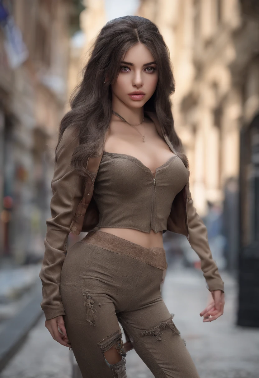 arafed woman fully , sexy girl with brown eyes, ultra realistic, meticulously detailed, portrait sophie mudd, black hair and large eyes, selfie of a young woman, bedroom eyes, violet myers, without makeup, natural makeup, looking directly at the camera, face with artgram, subtle makeup, stunning full body shot in a park, medium to large size bust