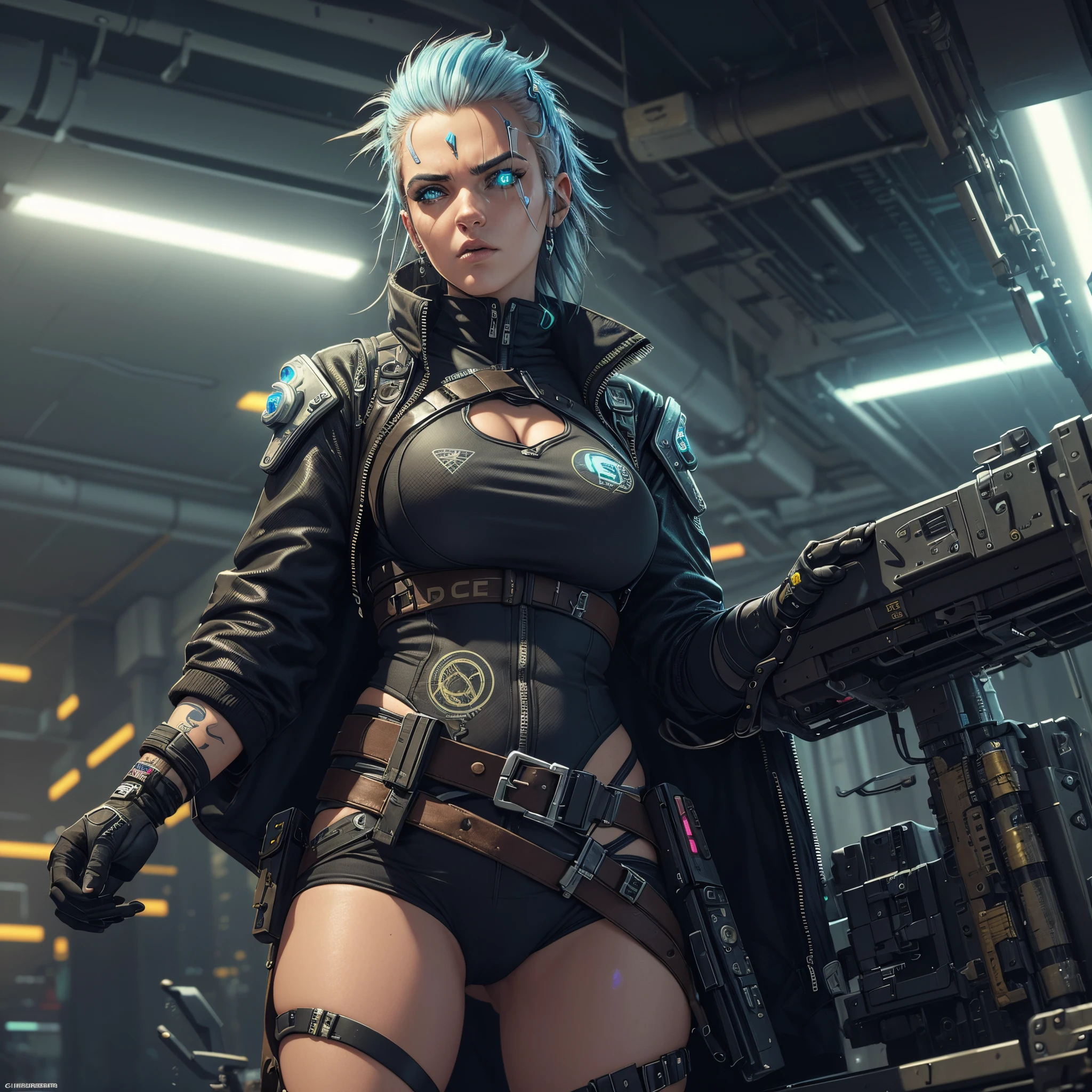 uma linda guerreira cyberpunk mulher ciborgue linda armadura blindada em uma cidade futurista de 8k realista e ultra detalhada