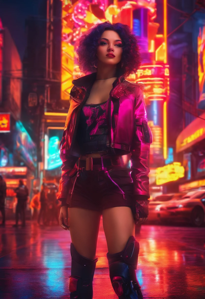 masterpiece, photo realistic techniques, ((photographic style)), full body, Disney Princess snow white as a futuristic cyberpunk girl, neon, vibrant colors. --ar 4:5 --v 5.2