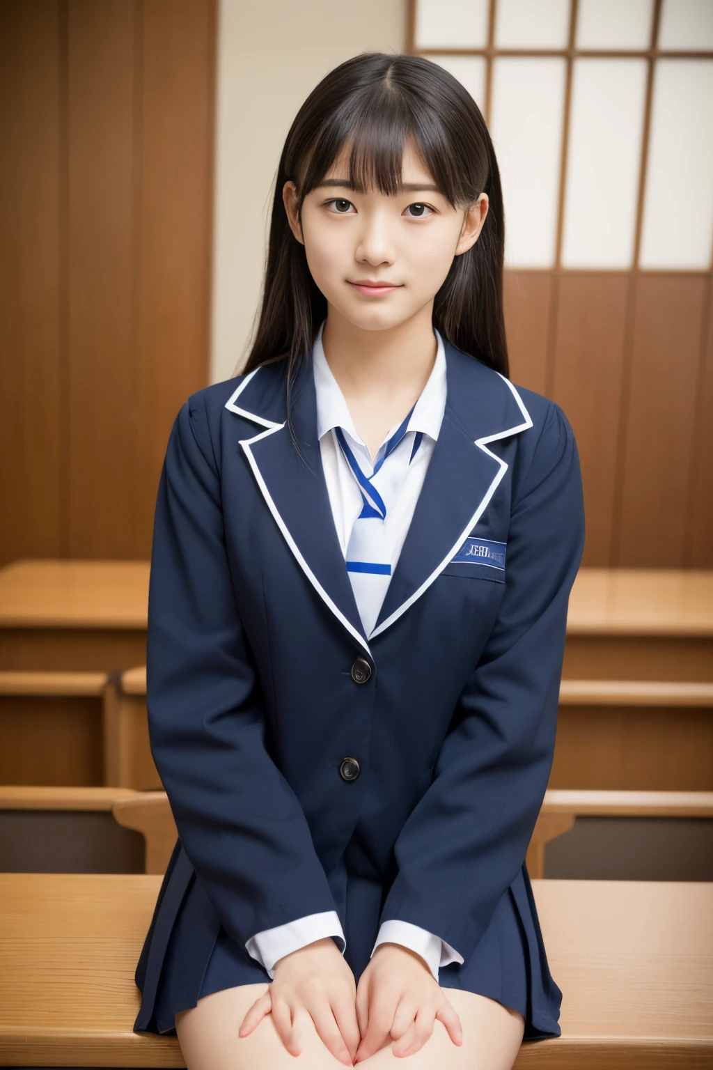 (Best Quality,8K,Raw photo,Realistic,High resolution:1.2),(cute Japanese girls),(Huge breasts:1.20),(Slim body、Naughty body),(Japan High School School Uniform),(school classrooms),(18year old、difficult、Takamine Flower、Male classmate captive、The presence of idols),(Beautiful Realistic Asians:1.5、tenderness)、Professional、