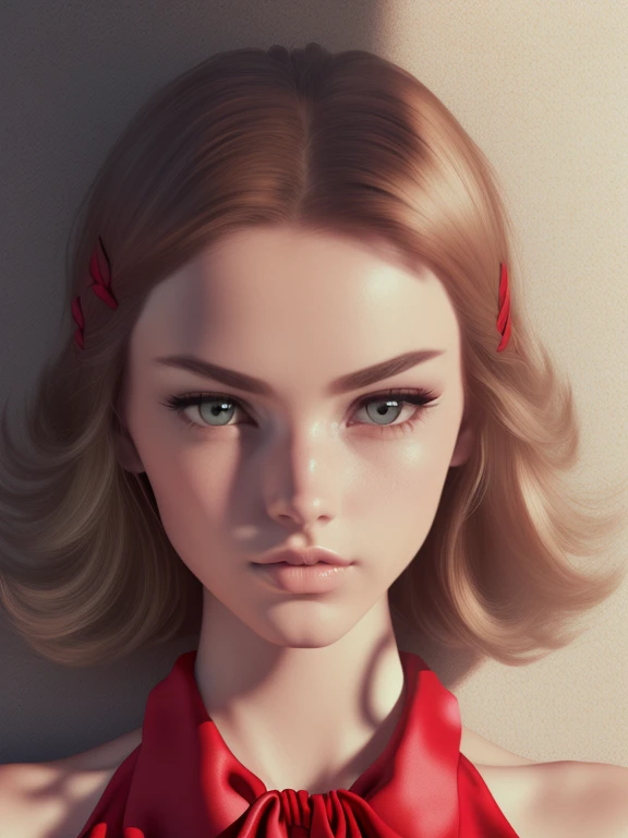(Masterpiece,beste-Qualit,Ultra-detailed,BestShadow),(detailled background,ダークファンタジー),(beautifuldetailed face),high contrast,(better lighting,anextremelydelicateandbeautiful),((cinematiclight)),Colorful,hyper-detailing,Dramatic light,intricate detials,red eyes, hairlong, looking at another, Fake screenshot, multiple girls, Bangs, eye to eye contact, 2girls, ascot, white colored hair, braid, Shirt, upper-body, blusher, Hair between the eyes, red ascot, Dress, Phone screen, bare shoulders, bow, parted lips
