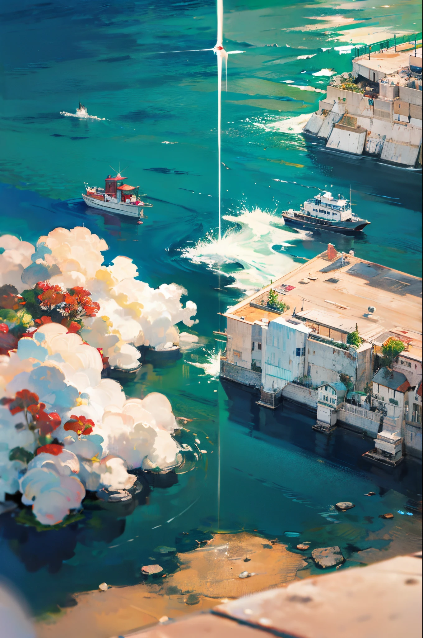 Sea filled with diamonds