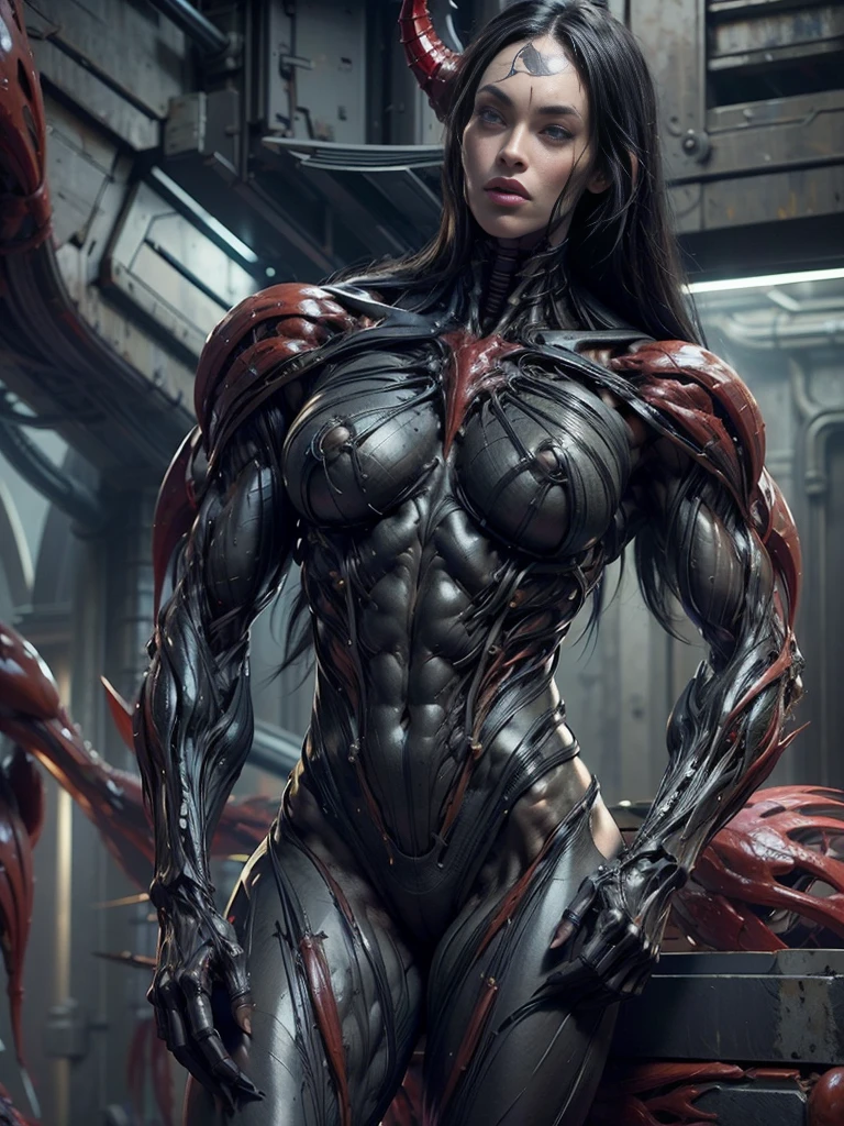 (1 skinless girl), (carnage skinless physique:1.5), (megan fox:1.5), (1 super muscular undead skinless succubus with gigantic horns:1.5), (covered in red necrotic rotting skinless muscle:1.5), (exposed muscular anatomy:1.5), (perfect fingers:1.25),(8k, RAW photo, photorealistic:1.25), dark horrific scary atmosphere, hellish landscape, Hellraiser like atmosphere,, by bernie wrightson and christos achilleos and thomas cook; 64k