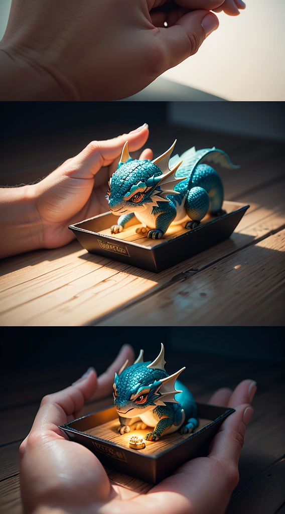Gorgeous tiny hyperrealistic dragon with realistic eyes and bright different colors taking care of a necklace, Chibi, adorable and cute, logo design, cartoon, cinematic lighting effect, charming, 3D vector art, cute and quirky, fantasy art, bokeh, hand drawn, digital painting, soft lighting, isometric style, 4K resolution, photorealistic rendering, highly detailed cleaning, vector image, photorealistic masterpiece, professional photography, simple space scenery, isometric, vibrant vector