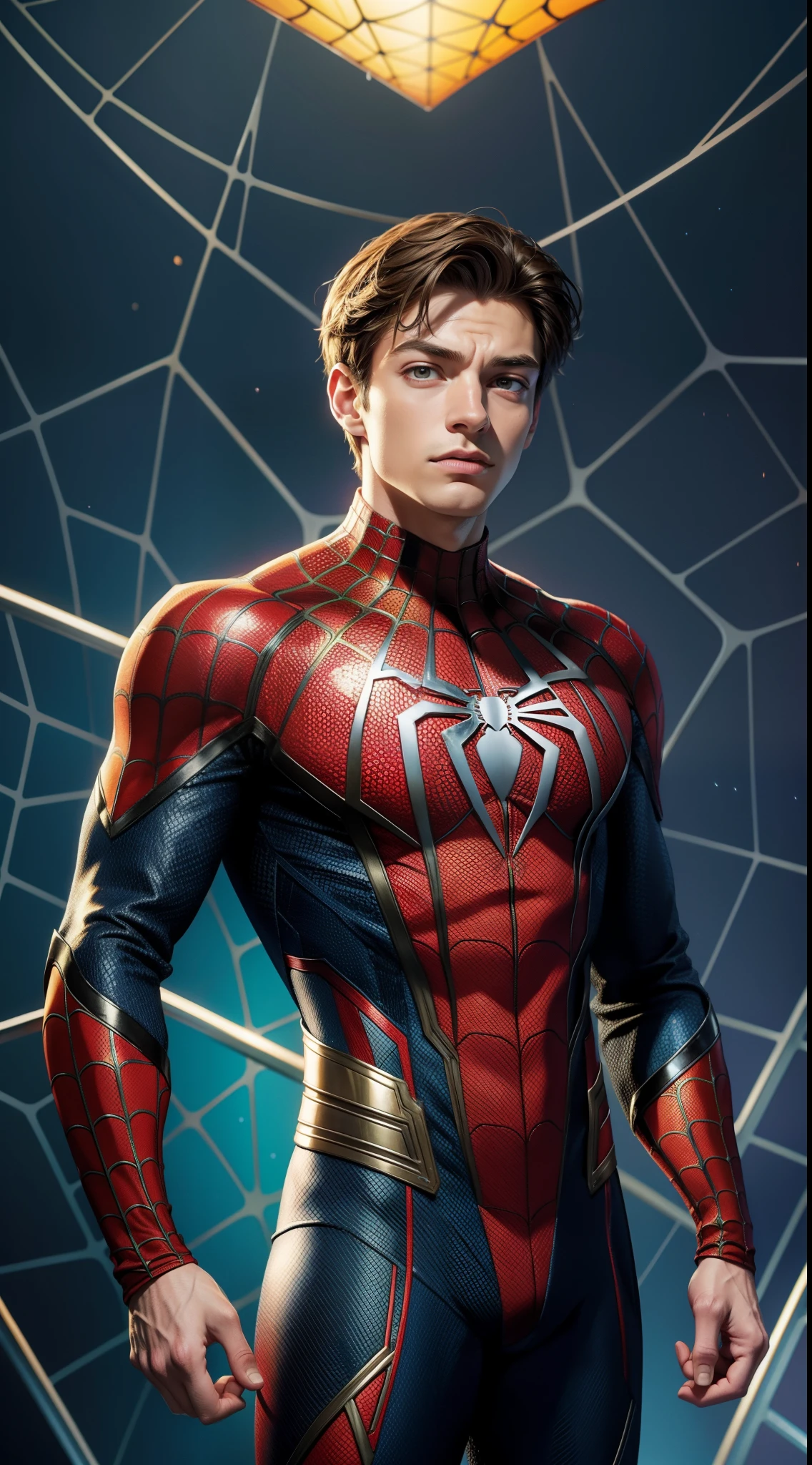 Billionaire Peter Parker wears Spider-Armor из комиксов Marvel, Masterpiece, Best Quality, abstract, Psychedelic, Neon, (honeycomb pattern), (creative:1.3), Sy3, SMM, fantasy00d