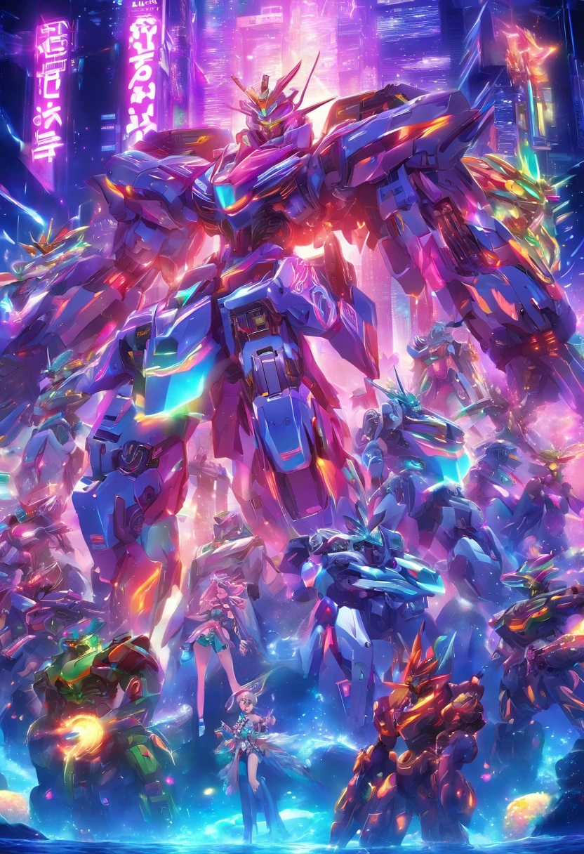 A detailed prompt for the given theme could be:
"(best quality,masterpiece:1.2,photo-realistic:1.37),ultra-detailed, (photographic style:1.1), full body, hawaiian robot party, neon, vibrant colors, iridescent colors"
This prompt describes a high-quality, highly detailed image with a photo-realistic style. The focus of the image is a full-body scene of a vibrant and colorful Hawaiian robot party. The atmosphere is infused with neon lights and vibrant colors, including iridescent shades. The prompt aims to capture the energetic and festive ambiance of the party, while also showcasing the intricate details of the robots and the overall scene.