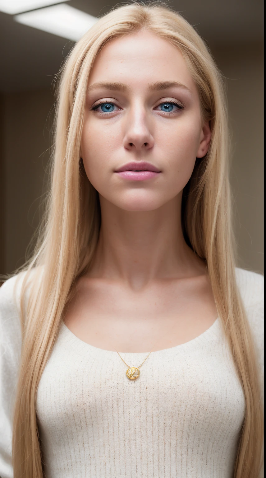 (masterpiece:1.3), (8k, photorealistic, RAW photo, best quality: 1.4), (1girl), beautiful face, (realistic face), (blonde hair, long hair:1.3), beautiful hairstyle, realistic eyes, beautiful detailed eyes, ( golden nose pin), (realistic skin), beautiful fair pink skin, (sweater), attractive, ultra high res, ultra-realistic, highly detailed, golden ratio, (caucasian:1.5),(photo realistic:1.4), (hyper realistic:1.4), (realistic:1.3), (smoother lighting:1.05), (increase cinematic lighting quality:0.9), 32K, 1girl, realistic lighting, backlighting, light on face, ray trace, (brightening light:1.2)