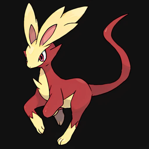 pkmn, big eyes, eyes wide open, tail, big ears, tall, cute, scary, small, on two legs, on four legs, fluffy, small nose, cartoon,