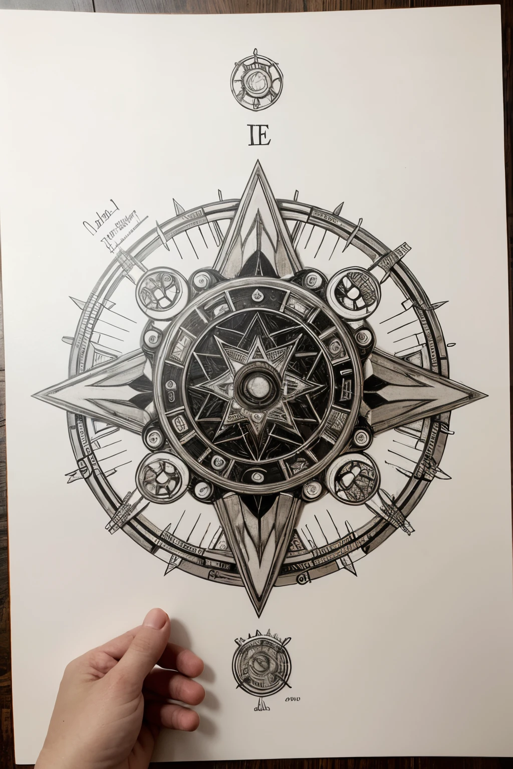 using symbols, runas, geometric shapes and characters from all cultures create a fourth level magic circle drawn on paper