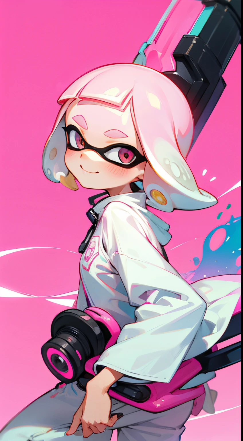 Splatoon3 Inkling Pink color White clothes Smile