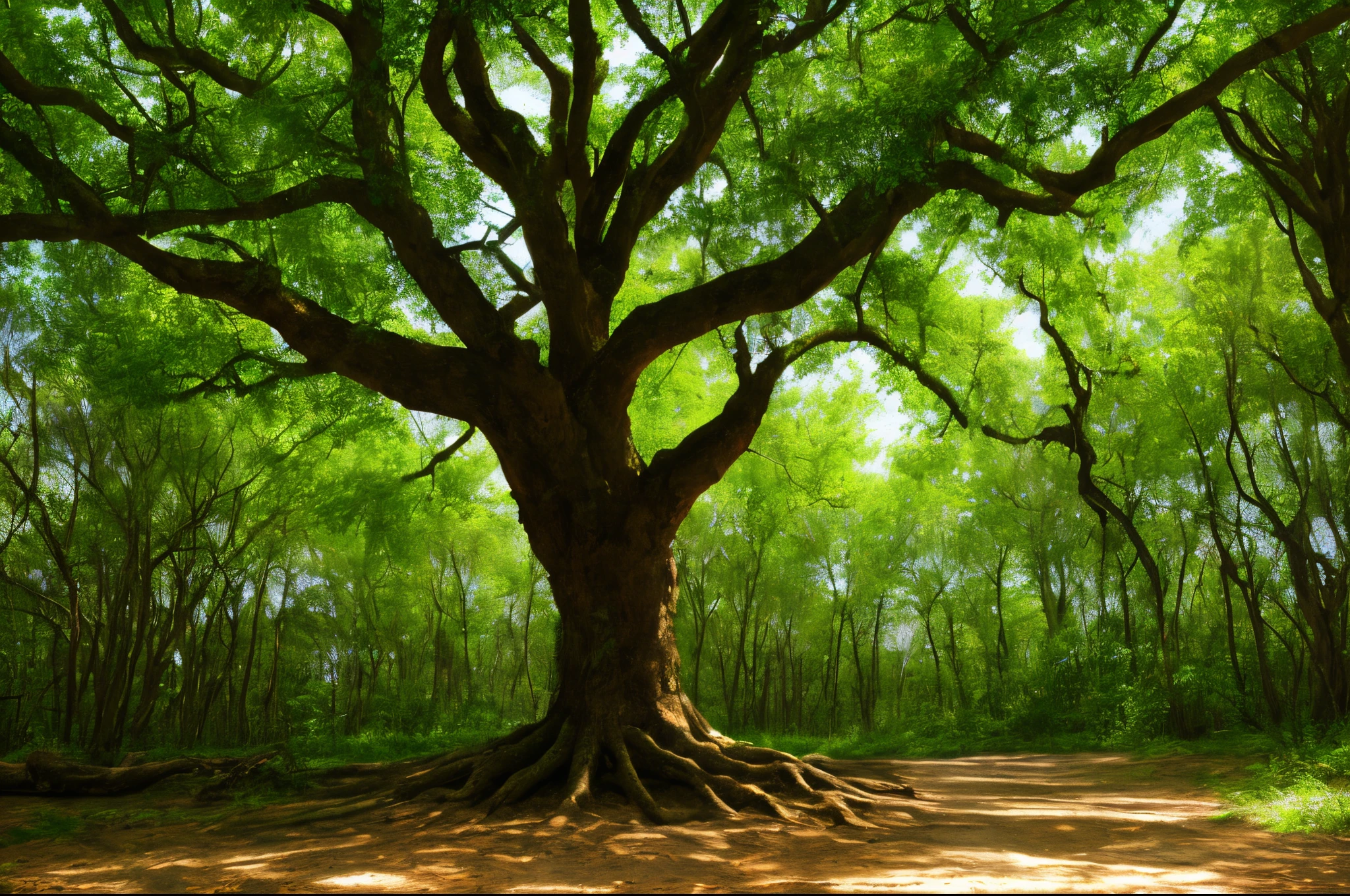beautiful photo and tree, se destaca num campo verde, lifelike lighting, imagem profissional, foto realista