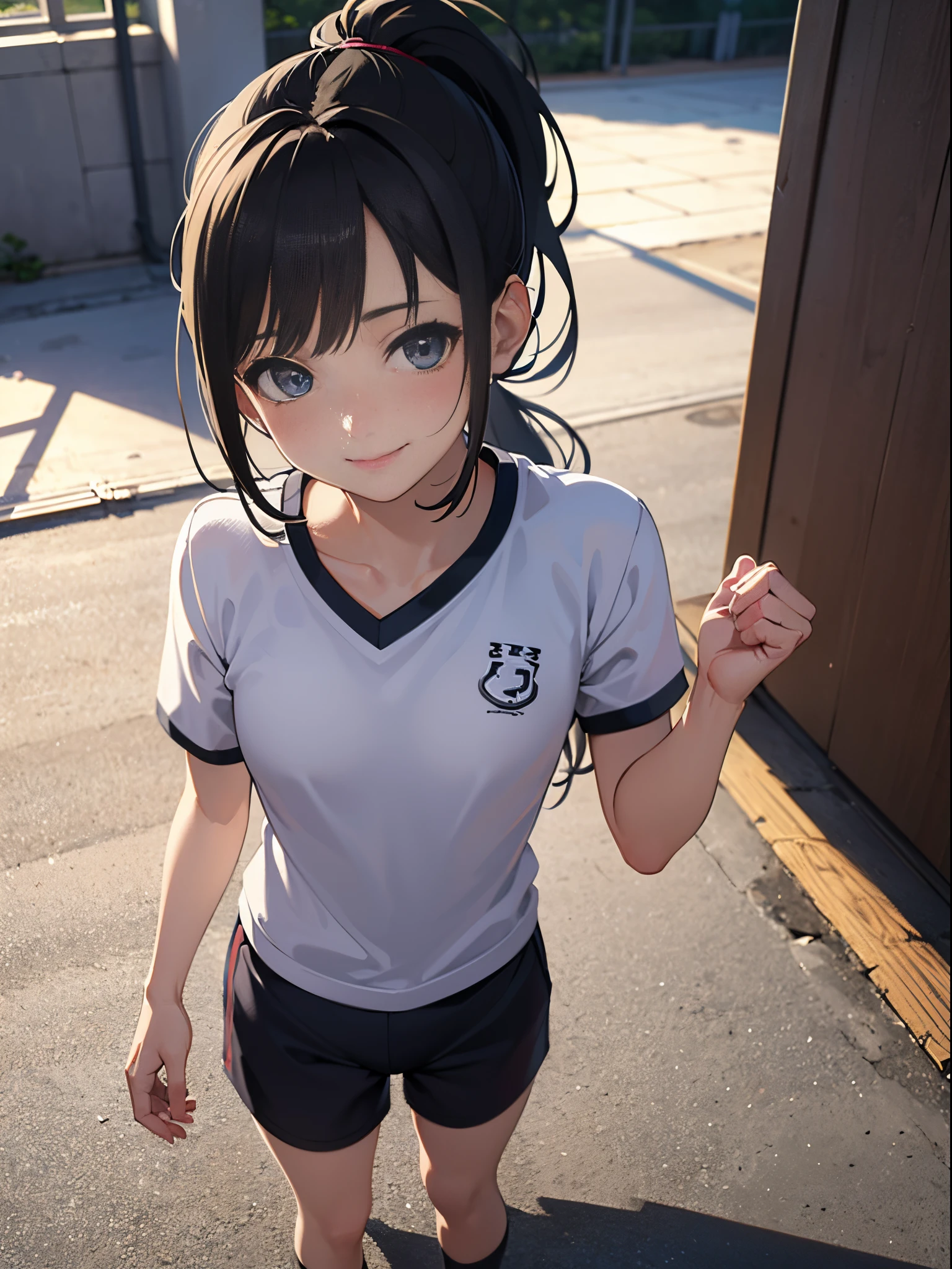 ((fully clothed))high res, masterpiece,Kenma Kozume, ((1boy,)) ((1man)), black_hair (blonde_hair) looking_to_the_side male_focus multicolored_hair,solo sportswear sweat sweatdrop twitter_username tying_hair upper_body volleyball_uniform yellow_eyes, detailed background, bright,volleyball court, outside,blue sky, woods,