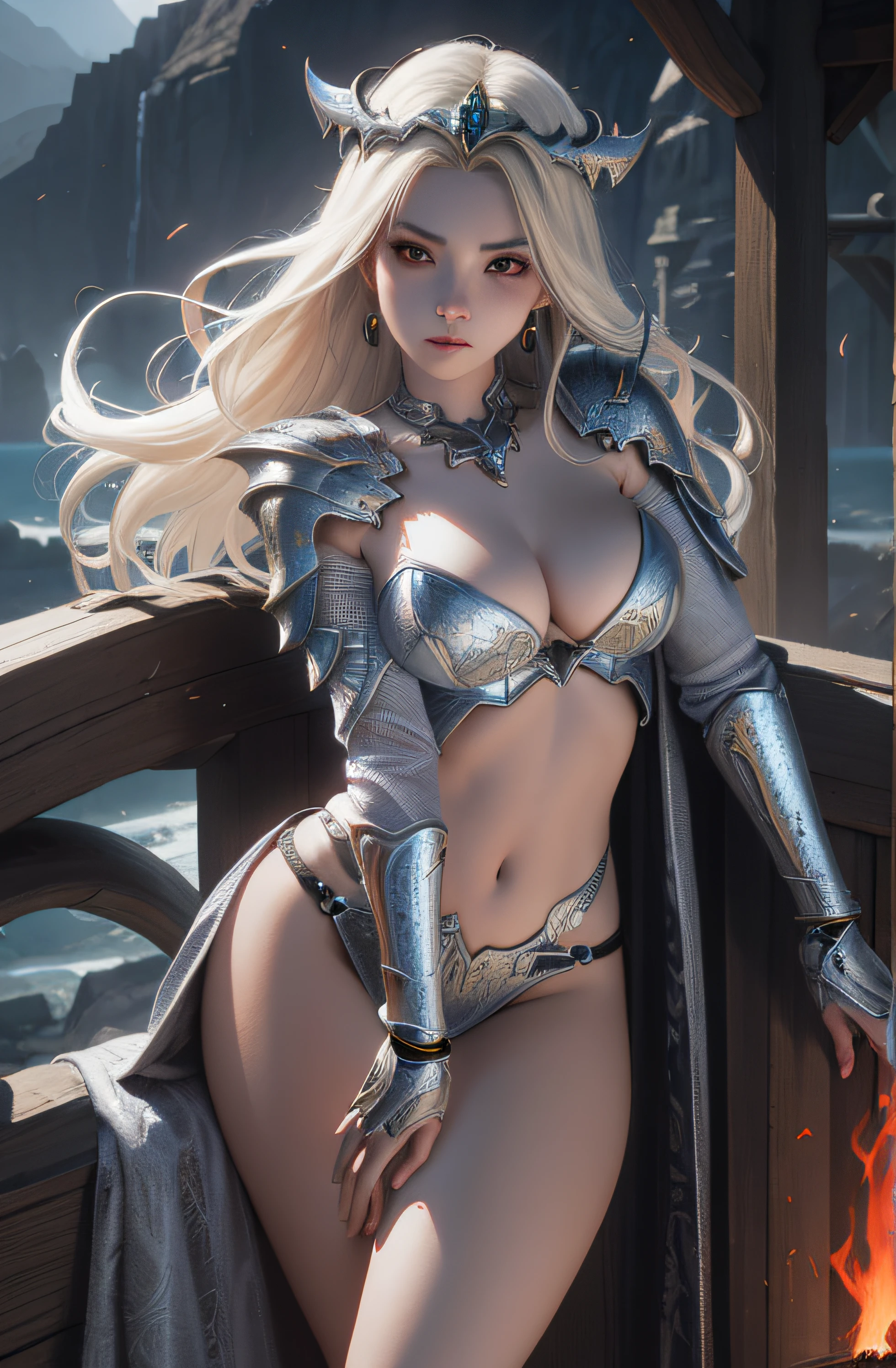 Mujer arafed con armadura rojo broillante con adornos dorados, posando en un barco con fuego, Fanart Mejor ArtStation, Artgerm extremadamente detallado, Modelo IG | Artgerm, Lo mejor de ArtStation, 2. 5 d cgi anime fantasy artwork, Una guerrera rubia sexy, WLOP RossDraws, 4K fantasy art, Fantasy Woman, Impresionante CGsociety, Karol behind UHD