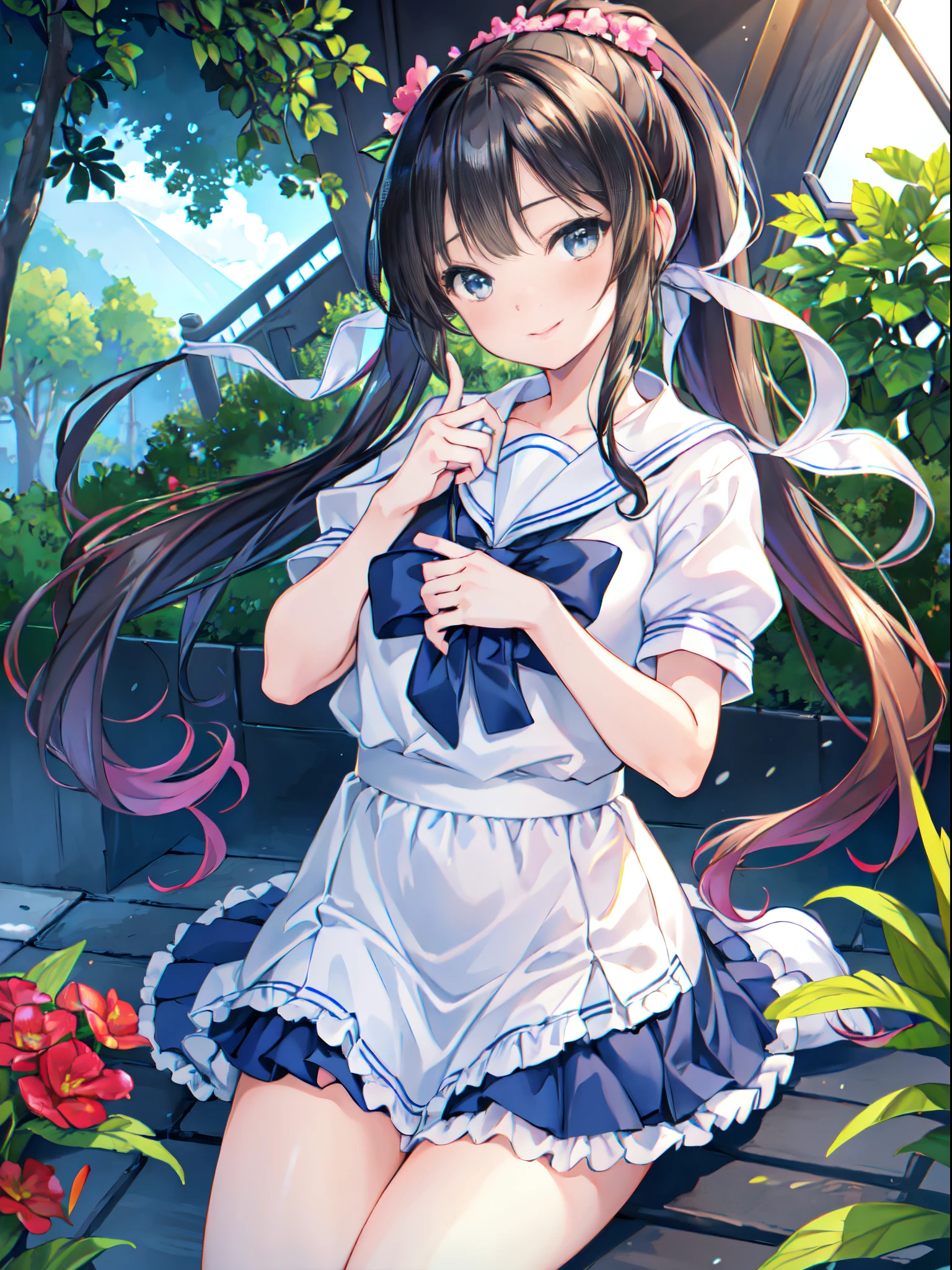 black rose fairy kisses the flower. That fairy is smaller than a flower. The neat costume gives off a mysterious luster. flower  field, Natural light,(Best Quality), (masutepiece:1.3), Ultra-detailed, Best Quality, masutepiece, (Game CG:1.4), NSFW, Detailed beautiful face and eyes,Burst breasts、, large full breasts、 、、, (masutepiece, Best Quality), (Photorealistic:1.37), Raw photo, hight resolution, (high detailed face), Frontal,
((((1girl in)))), ((( Solo ))), Japanese, delicate and pretty, Perfect face, Beautiful detailed eyes, ((Smile)), , (masterpiece, best quality), (photorealistic:1.37), RAW photo, highres, (high detailed face), frontal, ((((1girl)))), ((( solo ))), Japanese, delicate and pretty, perfect face, beautiful detailed eyes, ((smile)), fair skin, real human skin, pore, ((((13 years old )))), ((( kawaii, petit ))), ((small breast)), baby face,(((ponytail))),black hair BREAK wearing gym uniform,(bloomers:0.7), standing in schoolyard,