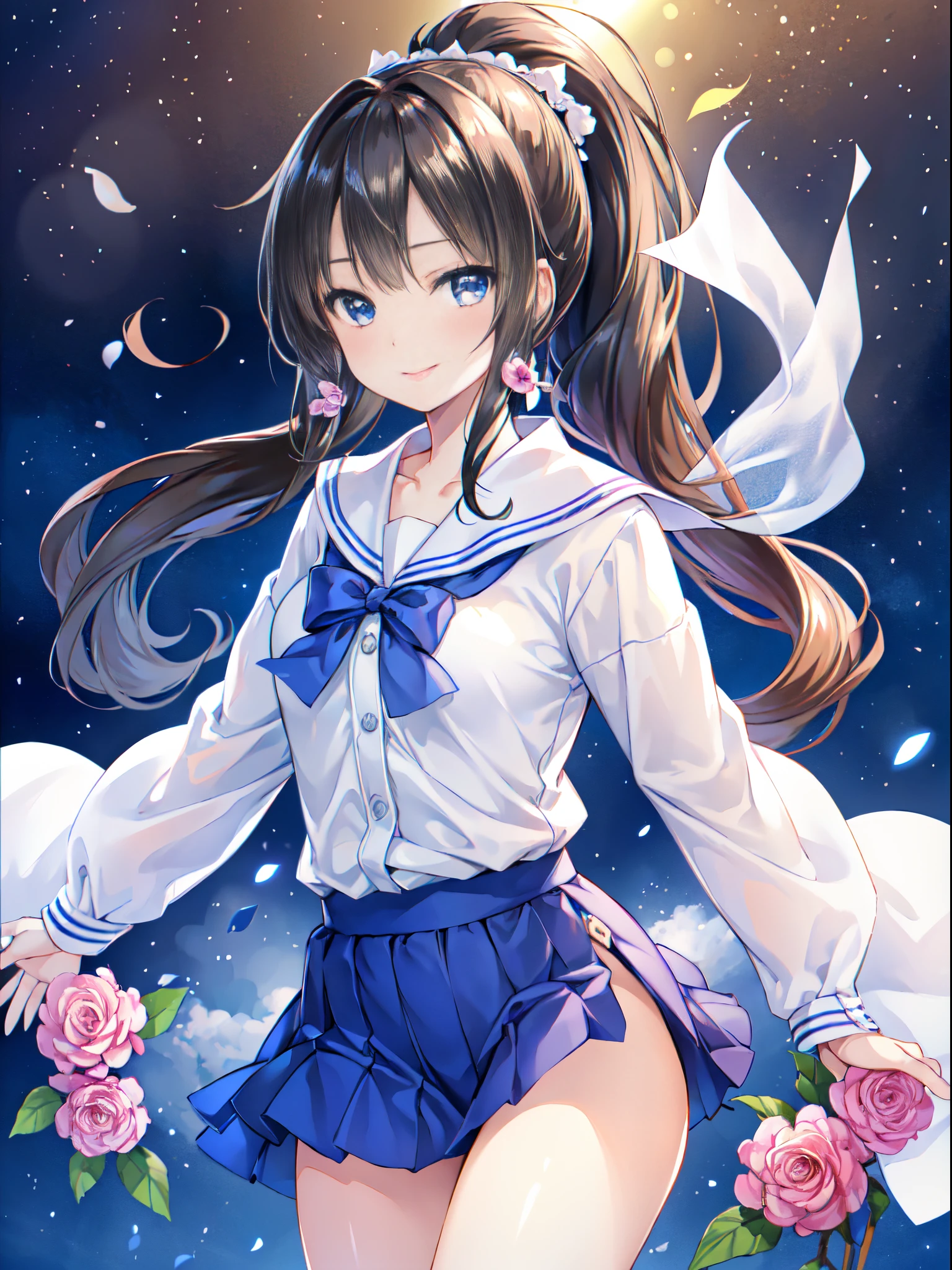 black rose fairy kisses the flower. That fairy is smaller than a flower. The neat costume gives off a mysterious luster. flower field, Natural light,(Best Quality), (masutepiece:1.3), Ultra-detailed, Best Quality, masutepiece, (Game CG:1.4), NSFW, Detailed beautiful face and eyes,Burst breasts、, large full breasts、 、、, (masutepiece, Best Quality), (Photorealistic:1.37), Raw photo, hight resolution, (high detailed face), Frontal,
((((1girl in)))), ((( Solo ))), Japanese, delicate and pretty, Perfect face, Beautiful detailed eyes, ((Smile)), , (masterpiece, best quality), (photorealistic:1.37), RAW photo, highres, (high detailed face), frontal, ((((1girl)))), ((( solo ))), Japanese, delicate and pretty, perfect face, beautiful detailed eyes, ((smile)), fair skin, real human skin, pore, (((( )))), ((( kawaii, petit ))), ((small breast)), baby face,(((ponytail))),black hair BREAK wearing gym uniform,(bloomers:0.7), standing in schoolyard,