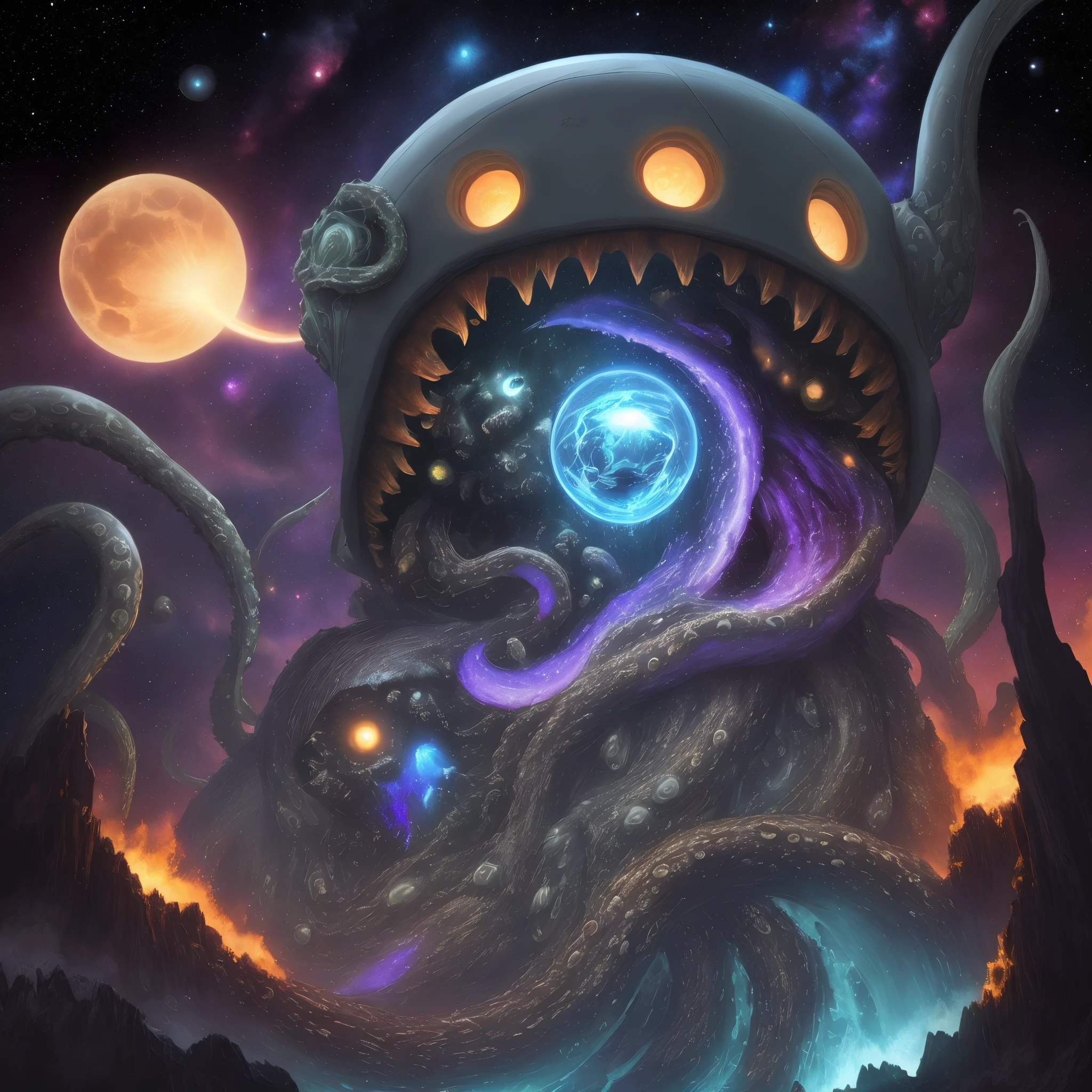 space horror, space god, h.p. Lovecraft, yogothoth, yogsothoth, azathoth, squid