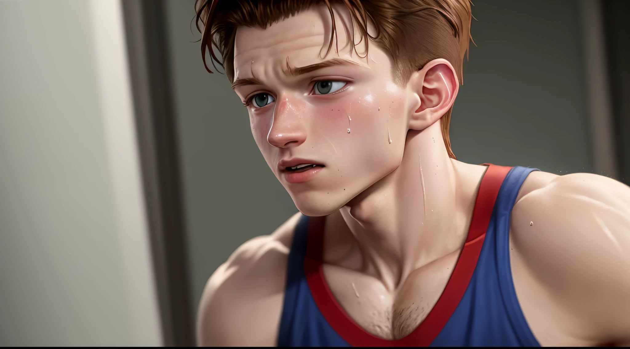 Sweaty tom Holland