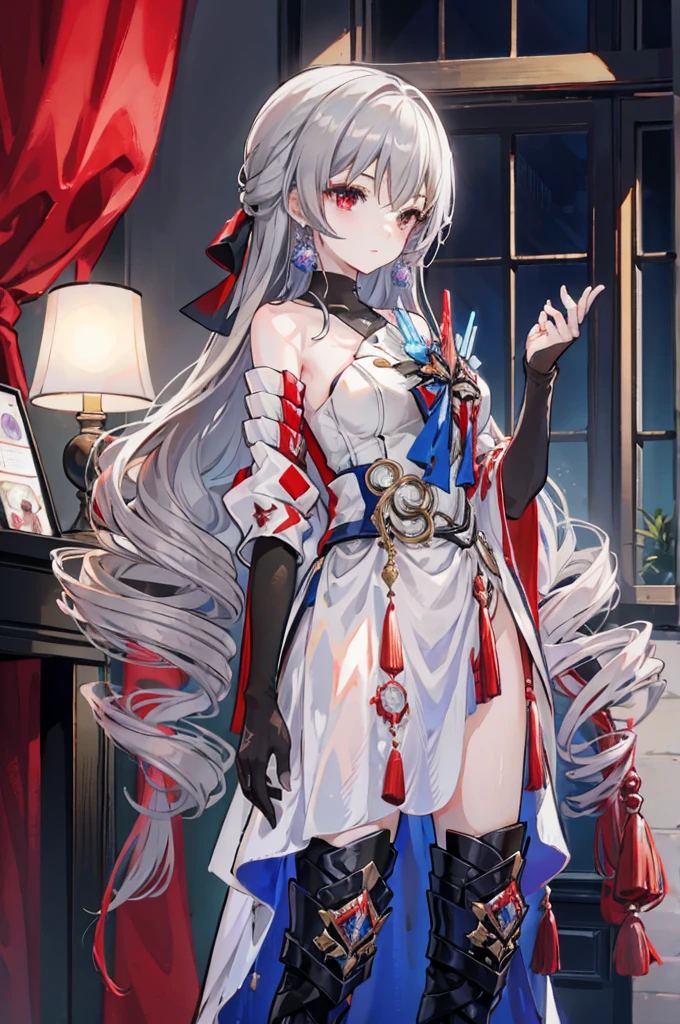 magician.,yam&#39;It&#39;s a young woman with long hair.., Dark gray hair.,Red Eyes,With thumb,5 inch brooch,Silver and red set