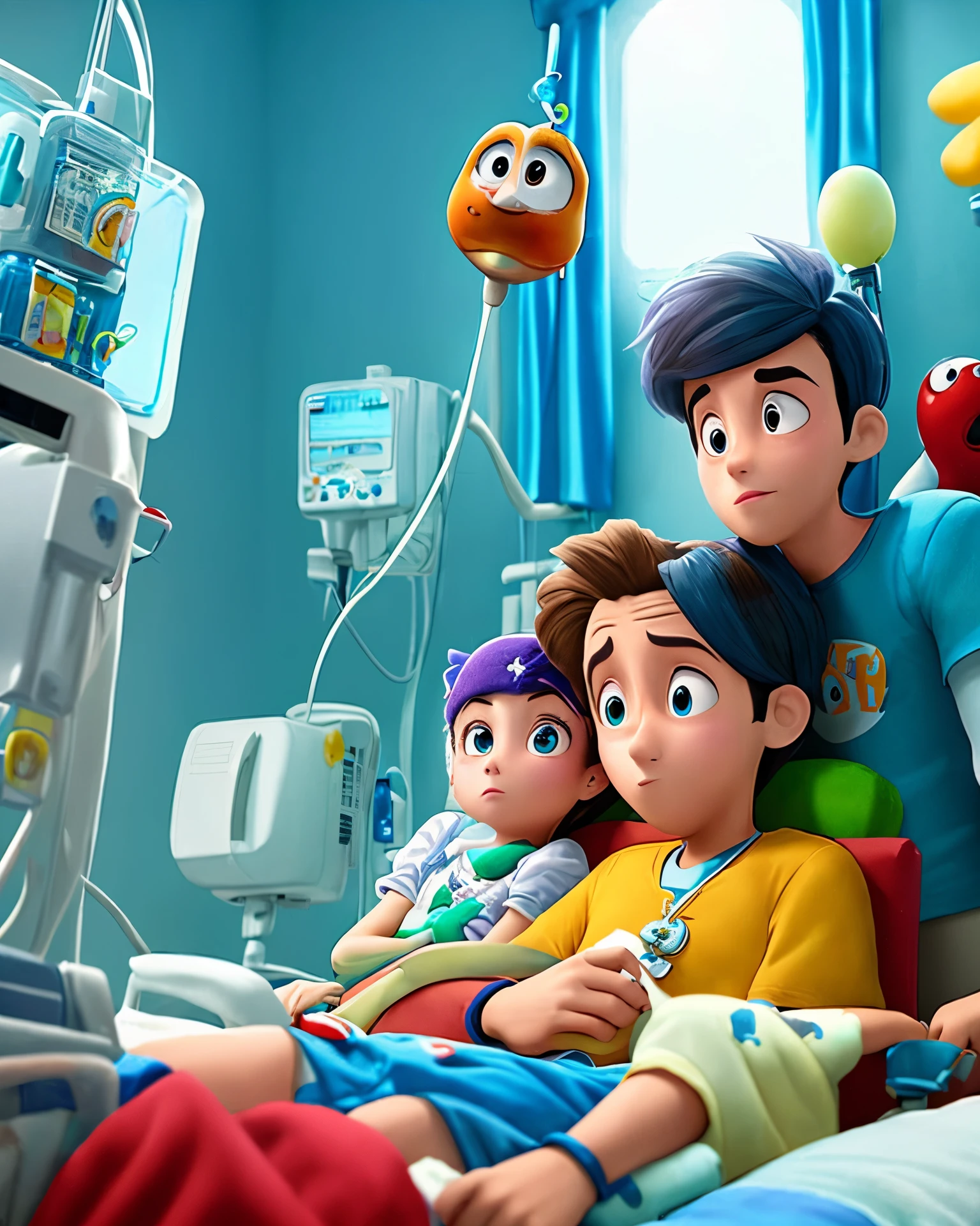 A Disney/ Pixar film named finding chemo with a kid in a hospital bed