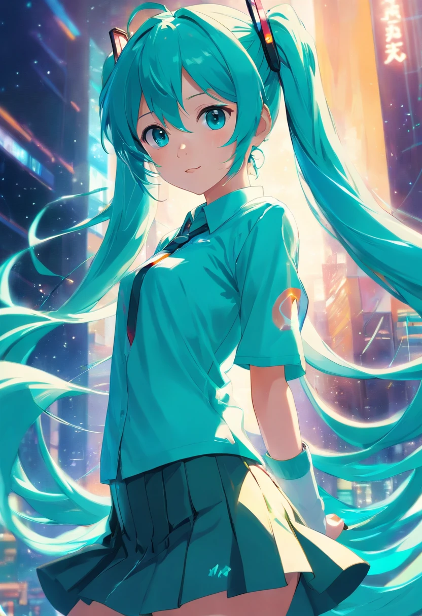 Hatsune Miku, close up to skirt