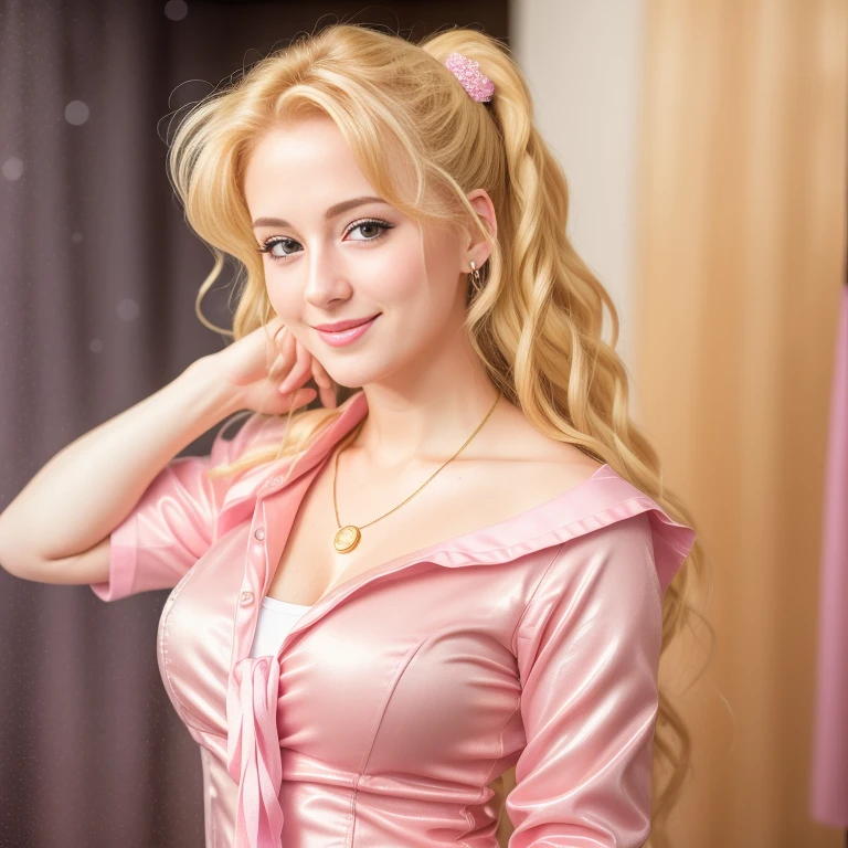 (best quality, extremely detailed, Raw photography,,4k,8k,high res,masterpiece:1.2),ultra-detailed, photorealistic, full body shot,soaked,golden blonde, hair in classic Odango style,Mature and beautiful, realistic portrayal:1.2 Sailor Moon posing as if she’s in a professional music video, smiling.