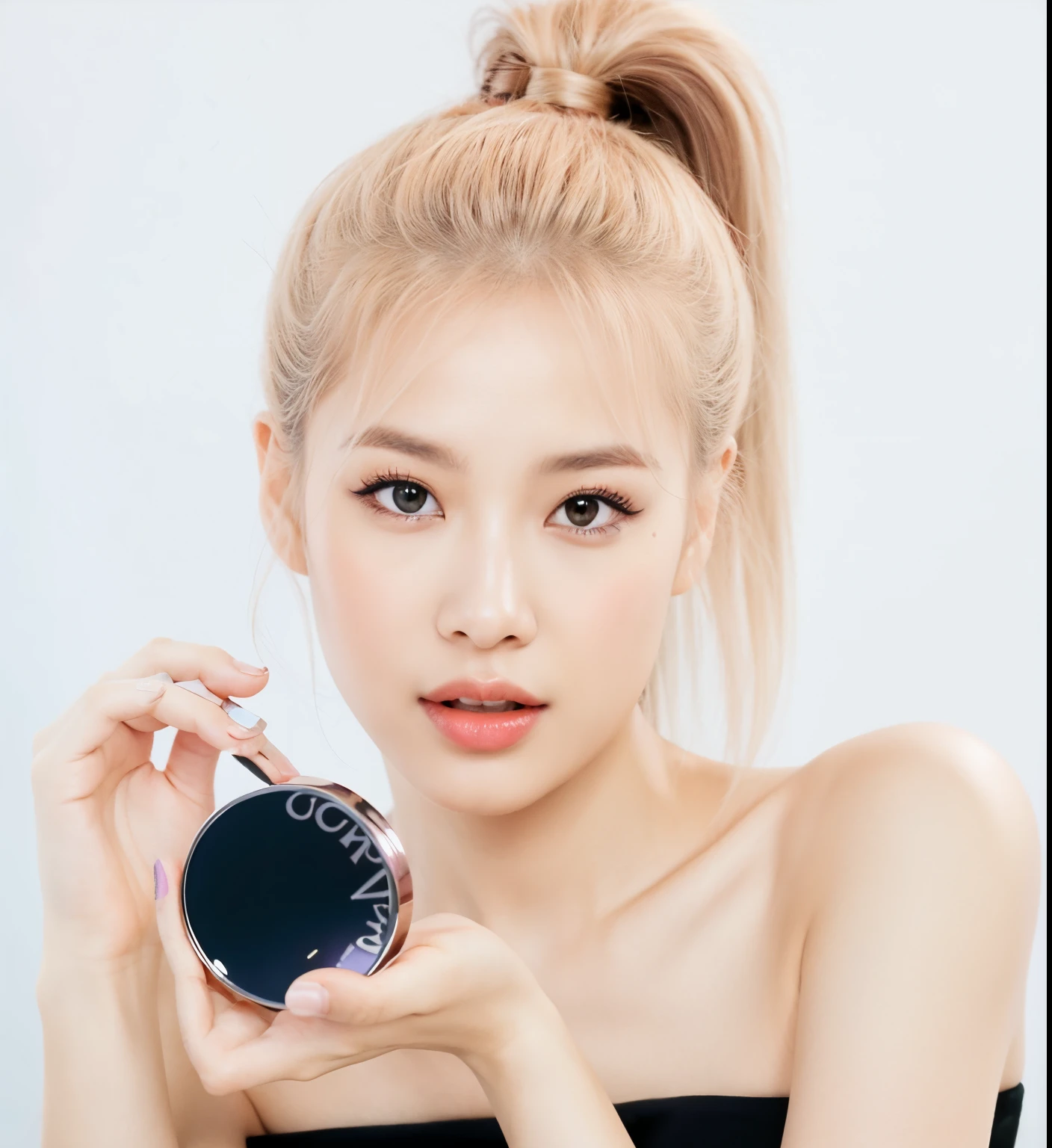 una mujer sosteniendo un espejo compacto en la mano, maquillaje popular de Corea del Sur, Parque Roseanne de Blackpink, maquillaje coreano popular, Blackpink Jennie, Retrato de Jossi de Blackpink, Jossi de Blackpink, Retrato Jisoo Blackpink, Lalisa Manoban de Blackpink, Wan adorable cara coreana, tzuyu de dos veces, con cara redonda, Lalisa Manobal, rosa negro