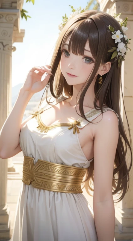 (top-quality、hight resolution、masterpiece)、((Watercolor in Sargent style))、(David Hamilton Style)、(softfocus)、ancient greek scene 、The world of Bilitis songs、(greek female bard)、20yr old、美丽的面容、Well-formed eyes and nose、Bewitching smile、Detailed depiction of the face、Classic hairstyles、Olive hair ornament、(Sing and dance)、Beautiful figure、detail portrayal、(ancient greek clothes)、(White tunic)、greek toga、Cinematic scenes、ciinematic light、softlight、raytrace、luminous sky、greek architecture columns、greek pine、(nostalgia)、classic vibes、Blur the background、