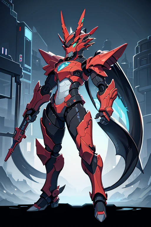 robot dragon full body, sci-fi style, industrial look, many tubes on armor