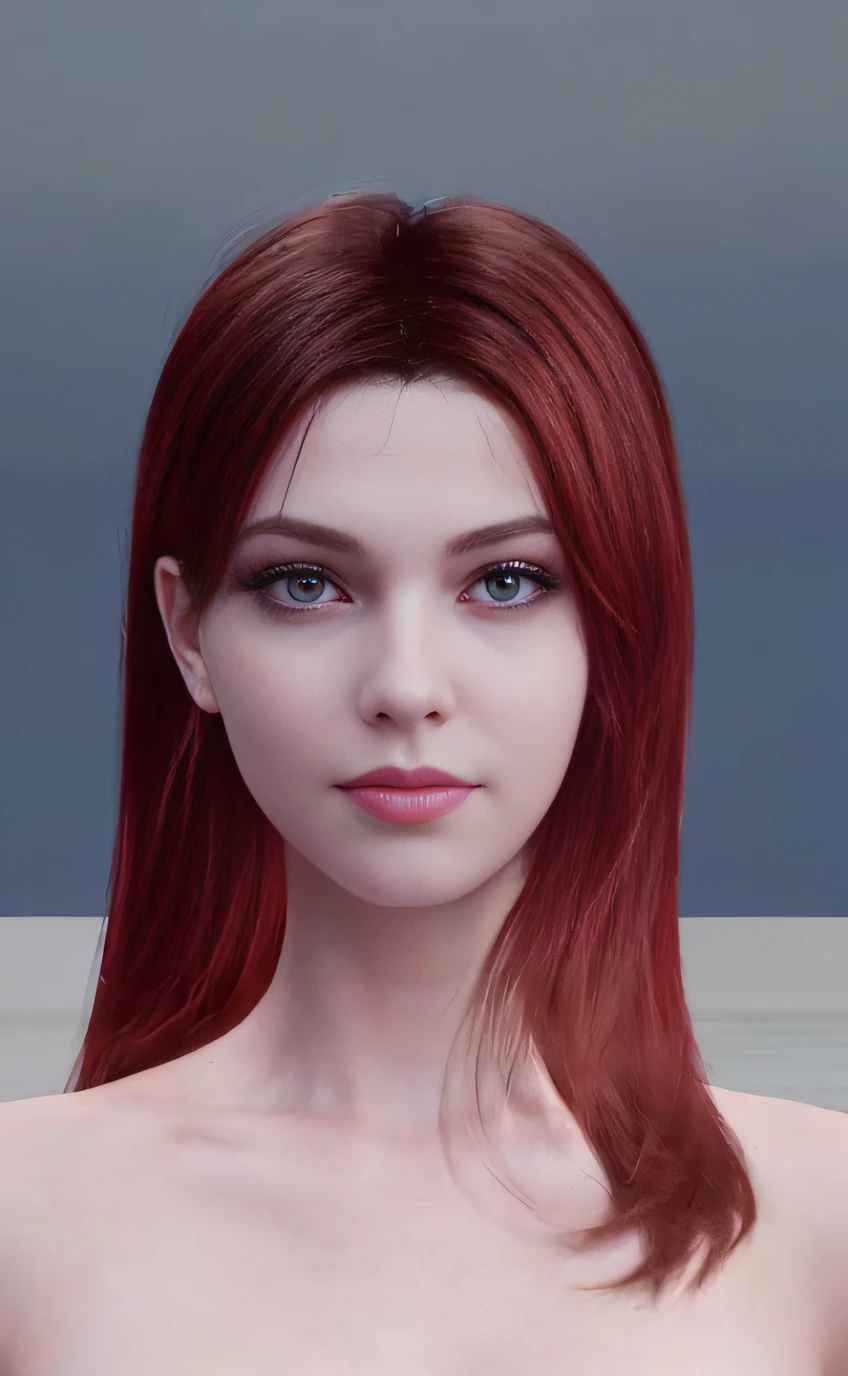 Artgerm (Stanley Lau) style, best quality, ultra realistic, 16k, crazy resolution, UHD, ultra-detailed, detailed eyes, detailed skin, detailed hair, detailed face, detailed fabric, detailed texture , (1 beautiful young woman, alone: 1.1), tall, (elf) a young girl (StarfireDC), highlighted skin, realistic shading, pale yellowish skin, tanned skin, realistic hair, long (-scarlet-red) hair, red gradient tones hair, two-tone hair, high ponytail, seductive, sexy, (natural big breasts:1.2), (sideboob:1.2), jewelry, (turquoise eyes), cowboy shot, V-shaped green eyes, ((hourglass shape)), hot naked, (Blurred in vibrant cinematic light), warm atmosphere, Show all, ultra-detailed, fine details, nude, (proportional) big hips, thick thighs, tall, Natural Color Lip, face with expression of pleasure and tiredness , different sensual poses at different angles, futuristic retro bedroom with neon lights (blurred background)、20 years old、dream atmosphere 