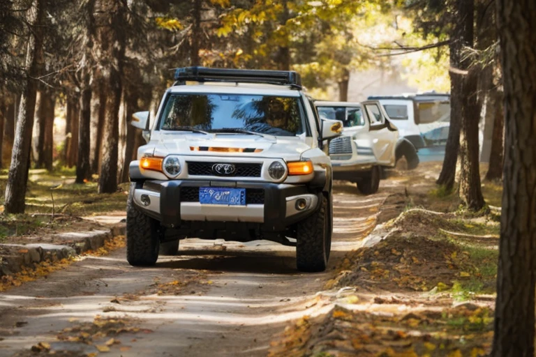 TOYOTA white off-road vehicle FJ Cruiser