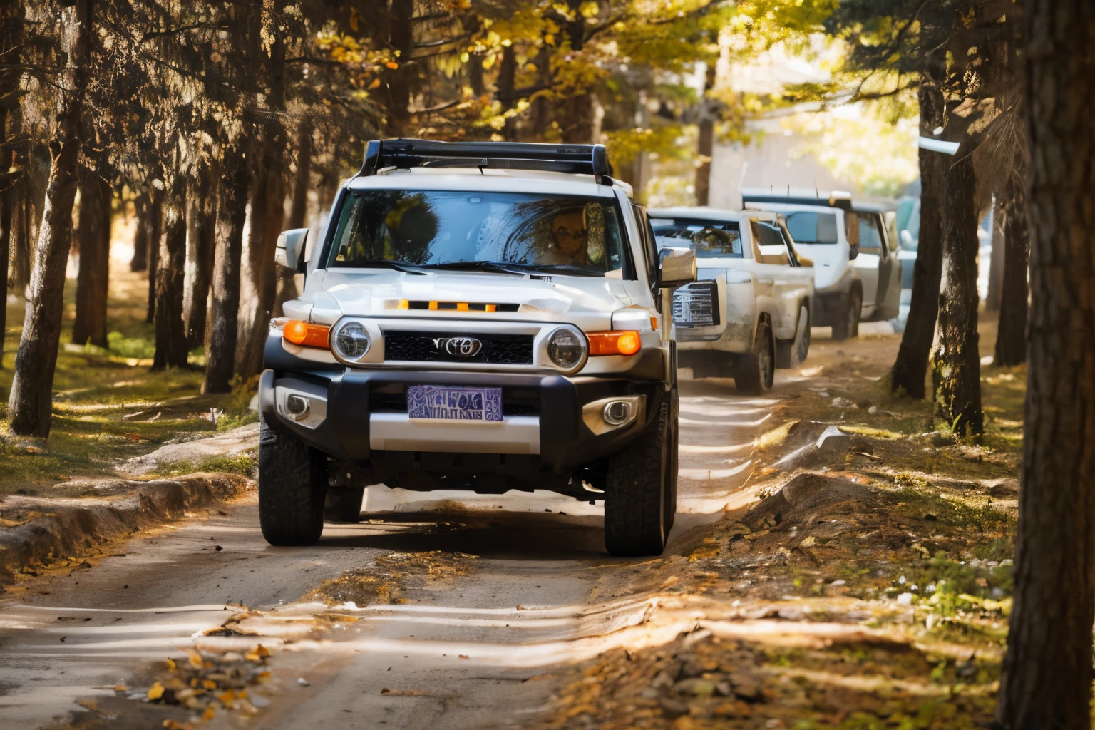 TOYOTA white off-road vehicle FJ Cruiser