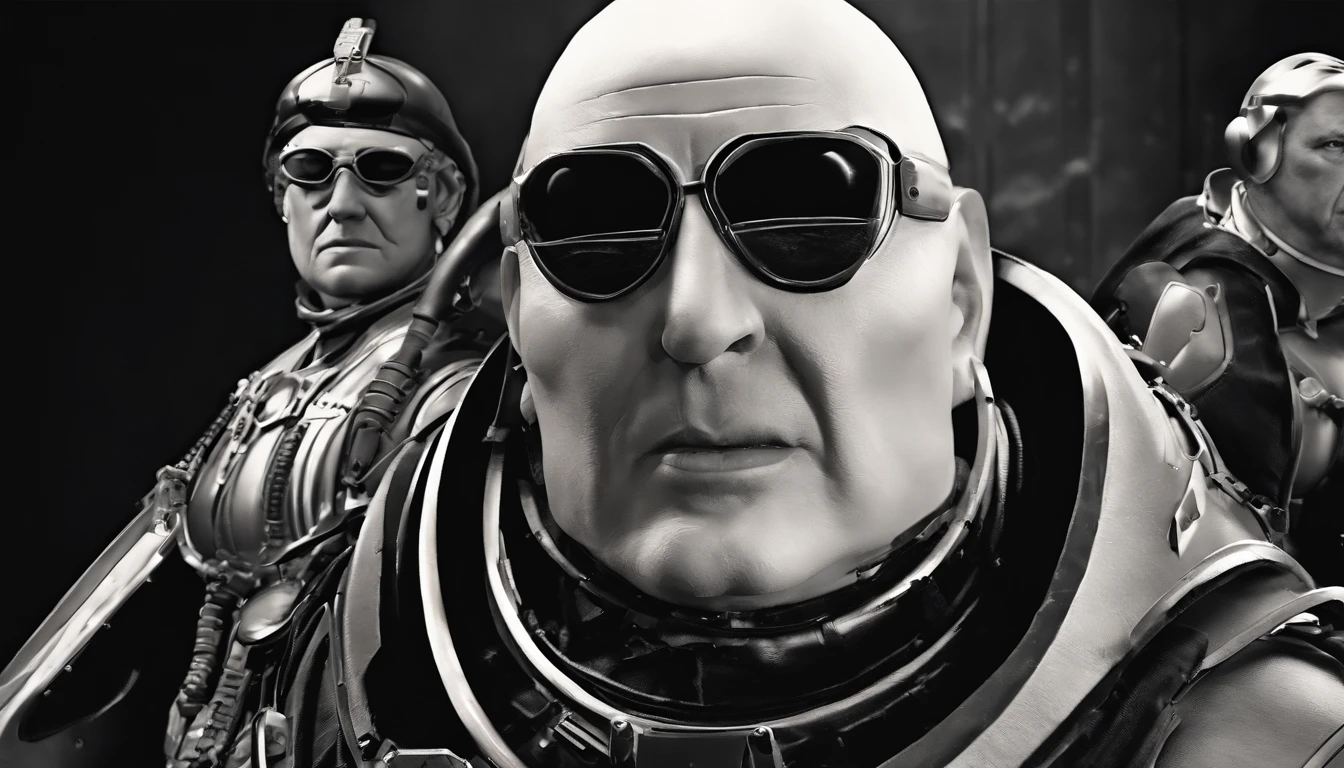 Harkonnen baron dune, in the style of futurism grotesque, exaggerated facial features, focus stacking, Todd McFarlane, comic art, schizocore, radical inventions, violent, salvagepunk, dynamic graphic novel, photorealistic scenes, detailed comic book art, cartoonish lines, rtx on, captivating figures, high-contrast shading, hyper-detailed, chiaroscuro mastery, trompe-l’oeil illusionistic detail, full body intensity