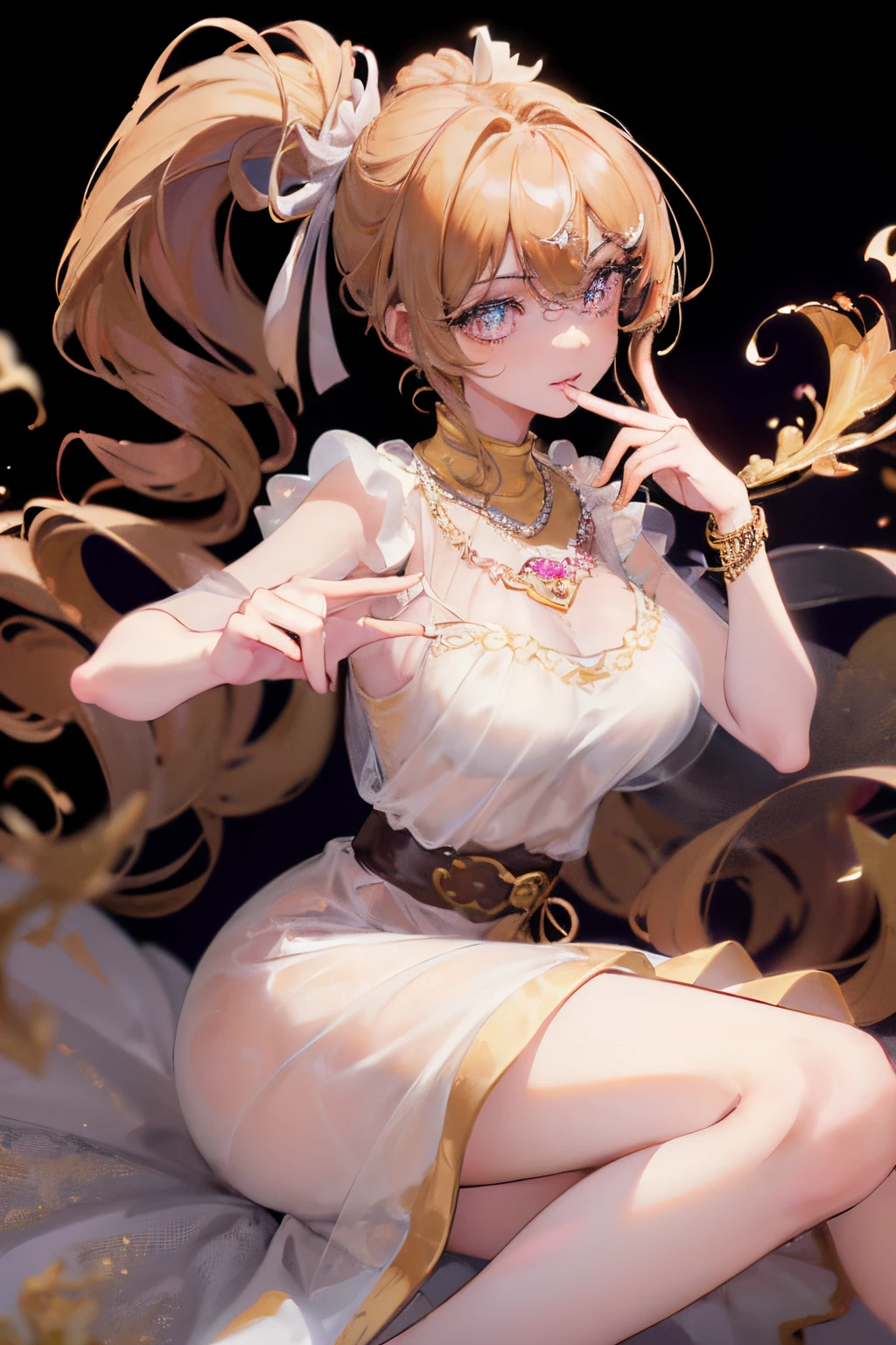 Goddess Ninf，full bodyesbian，Flower frame，Decorative panels， abstract artistic， Alphonse Mucha （tmasterpiece， best qualtiy， A high resolution： 1.4）， A detailed， Complicated details， 4K， Color splattering， Line art， Fibonacci， starrysky， natta， exteriors， Clouds， Reflectors， Eau， magick， （tarot cards），Cards， （（beautiful golden crystal star）） buliding， palaces， Patterned， Sumeru， Clouds， themoon