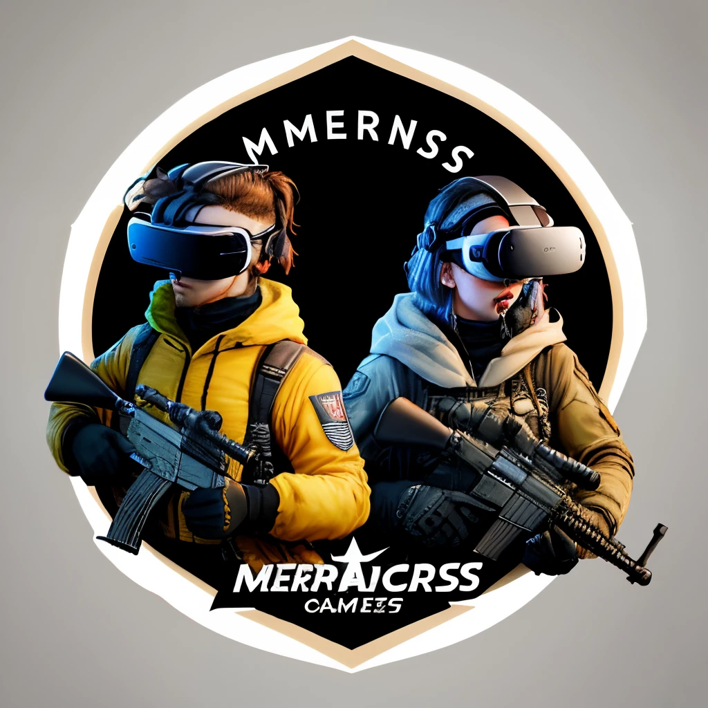 A logo for a VR YouTube group called “The Mercenaries” make logo look shooter themed