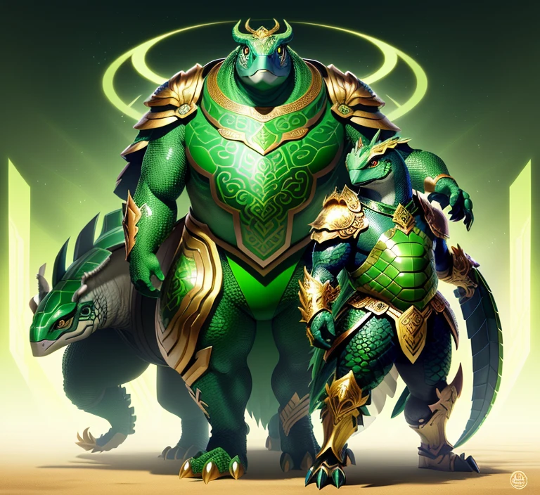 A green turtle with a golden head and tail, gold green creature, quetzalcoatl, green turtle, smooth chinese turtle, huge green turtle!!!, Chinese turtle concept art, With scaly armor, big green turtle, Legendary mythical beasts,
