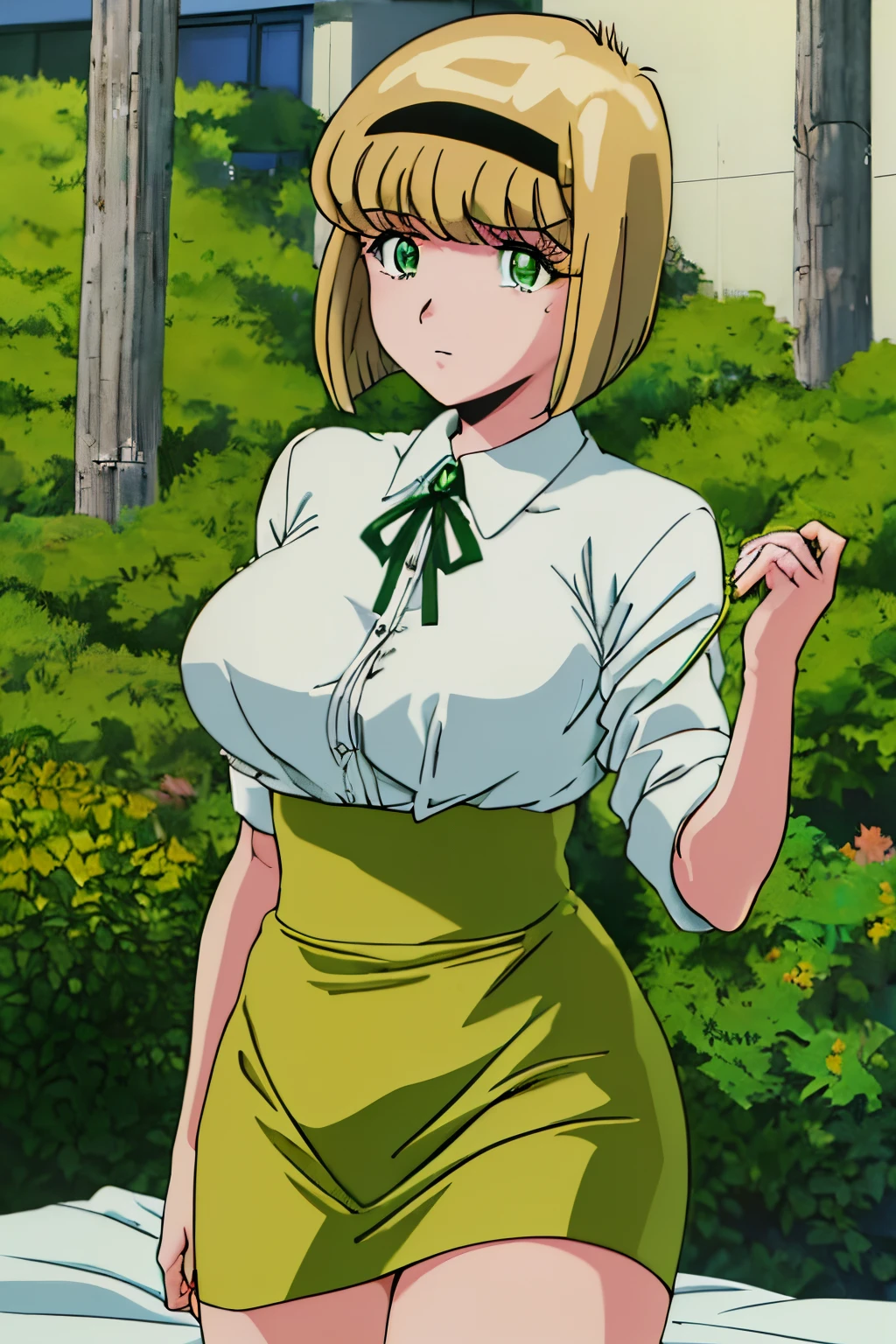 masterpiece, best quality, 1girl, solo, (Hosokawa Miki:1.4), (Green eyes:1.4),bangs, medium breasts, strong yellow hair,(short hair:1.4)\n, ((Masterpiece, best quality,edgQuality)),
edgWrap, woman wrapped in ribbon,bow knot, a woman posing for a picture ,wearing edgWrap