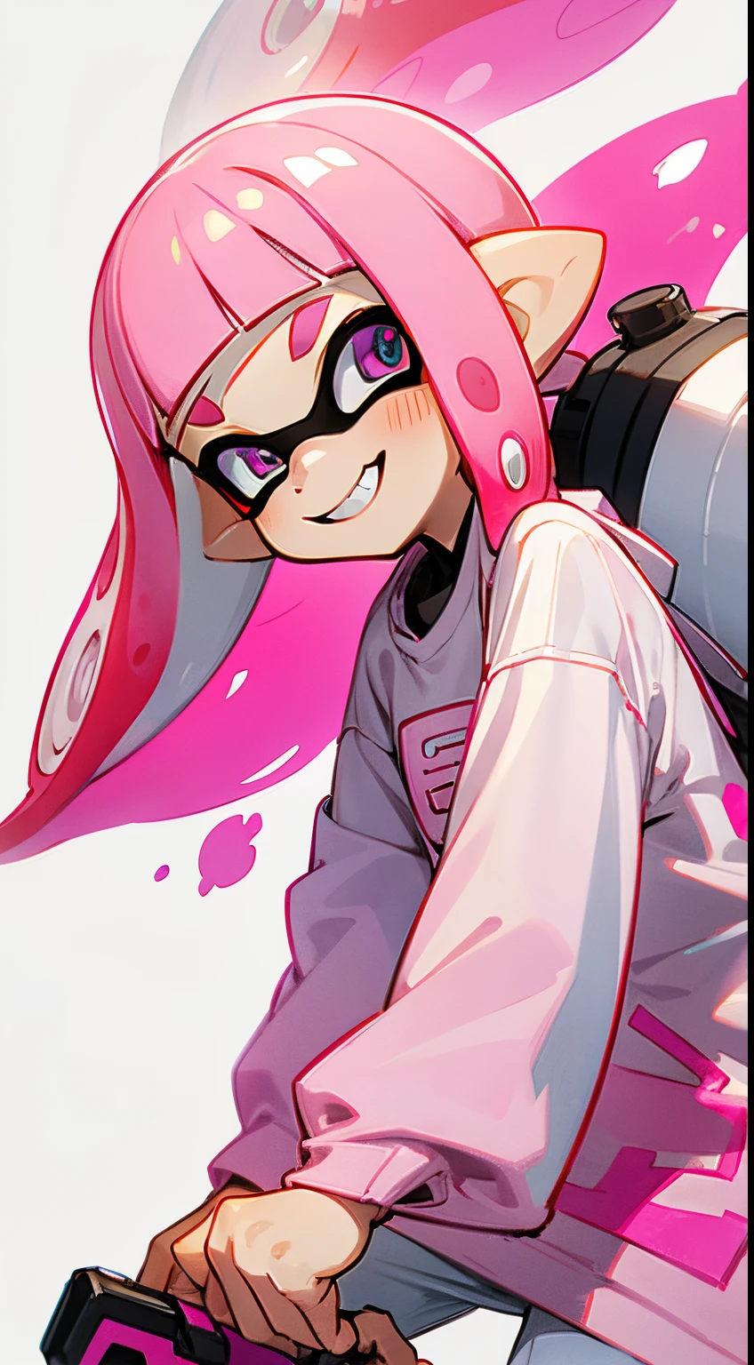 Splatoon3 Inkling Pink White Clothes Smile