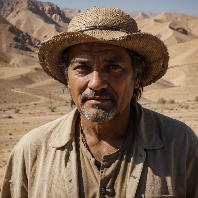 PEASANT MAN IN DESERT FACE.   CANSADA 60 ANOS FACE SERIA