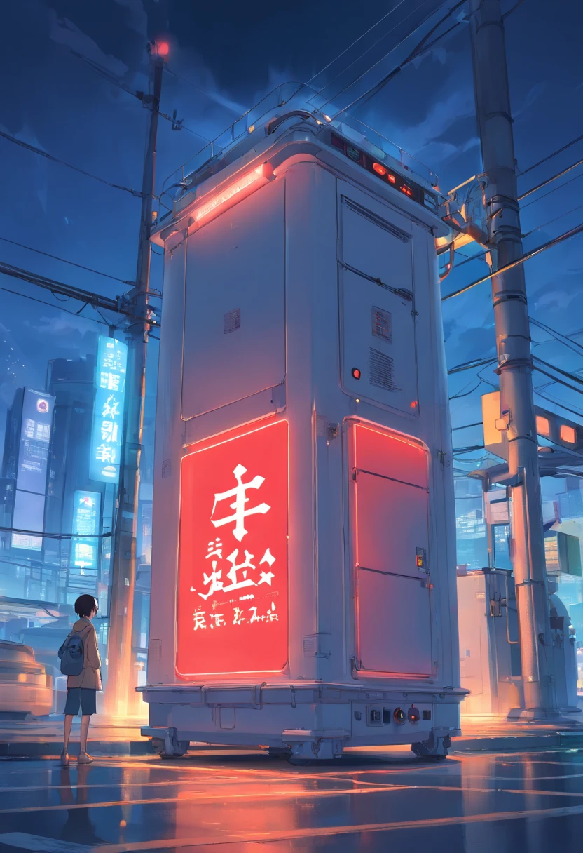 a generator，There are warning lights and warning signs above the generator。Due to excessive power consumption，The warning light on the generator is flashing red