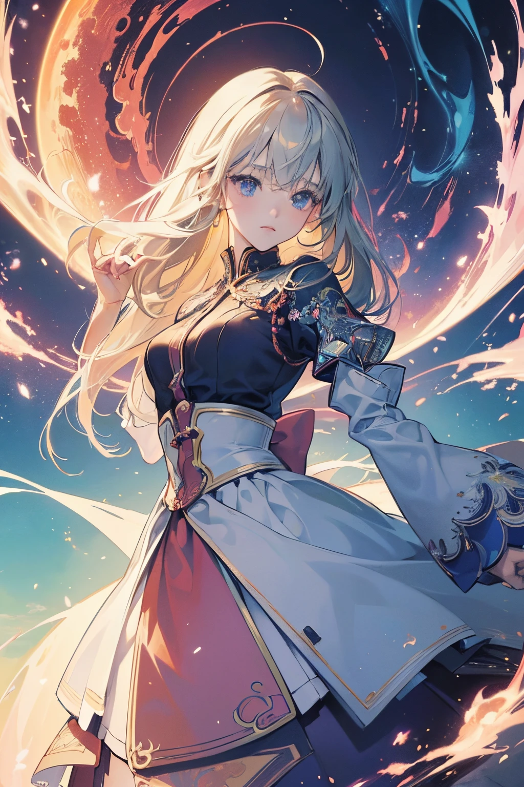 (ultra-detailliert、​masterpiece、top-quality、top-quality、anime illustrated、Official Art、Beautifully Aesthetic:1.2)、2D Beautiful Girl、(1girl in:1.3)、(Fractal art:1.3)、
