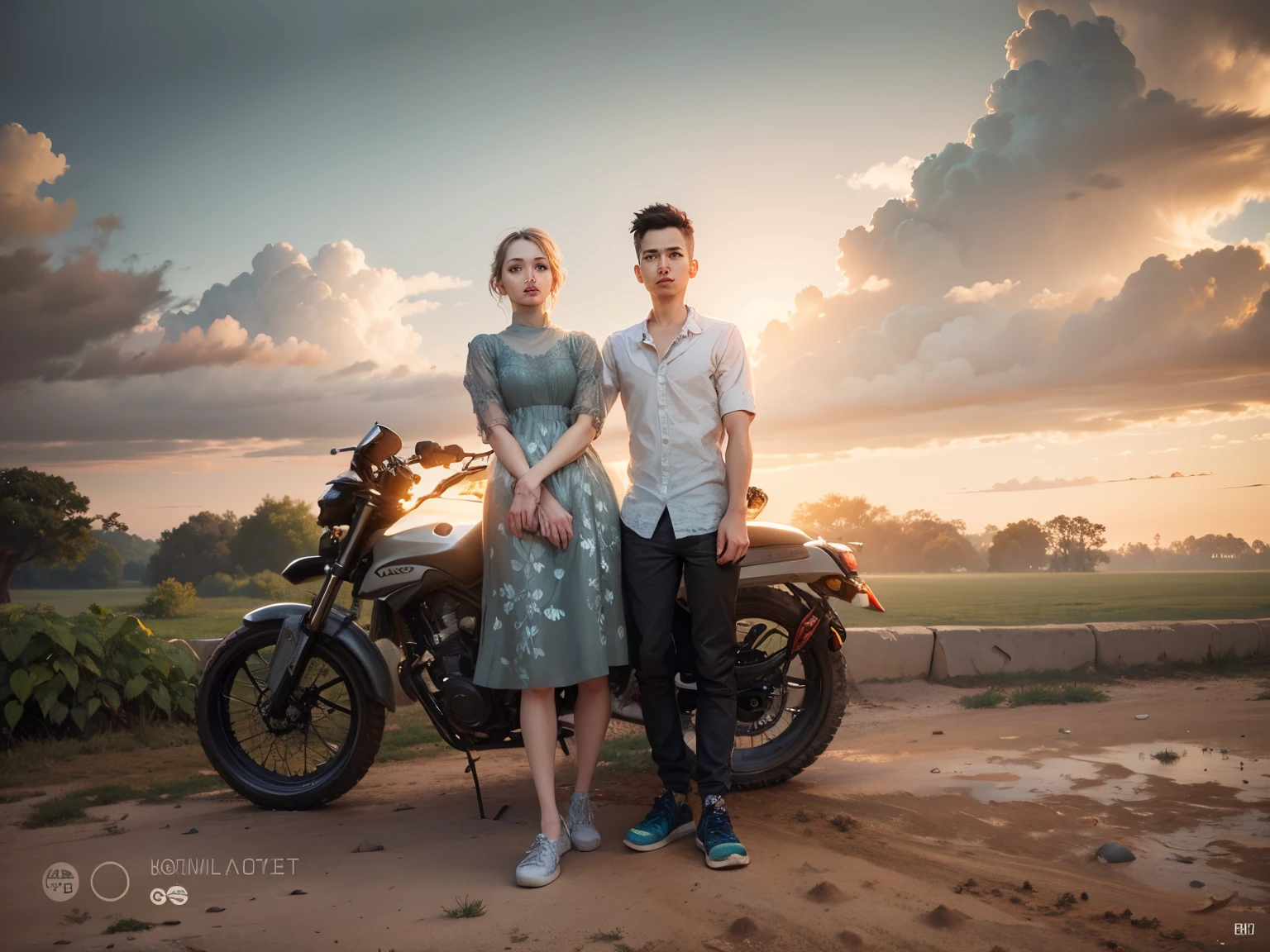 girl and boy, a couple love, 4k, very detail, realistic, full body, grey theme,