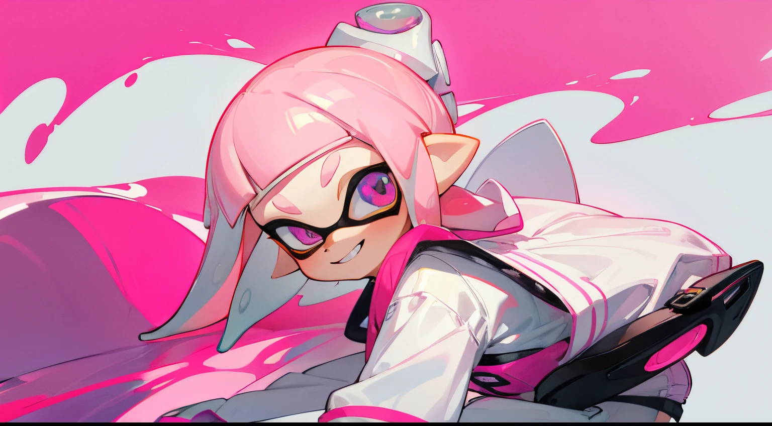 Splatoon3 Inkling Pink White Clothes Smile