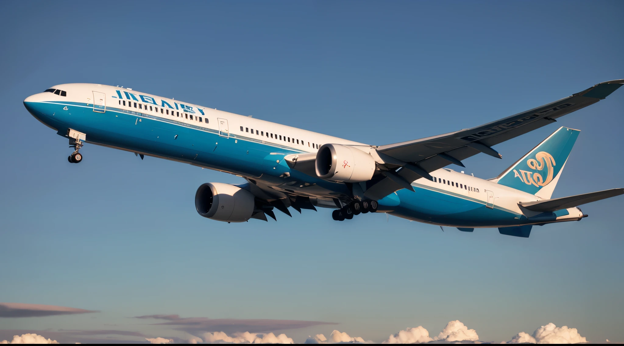 Jet airliner、Boeing777-300、(((top-quality, masterpiece))), (((ighly detailed)))