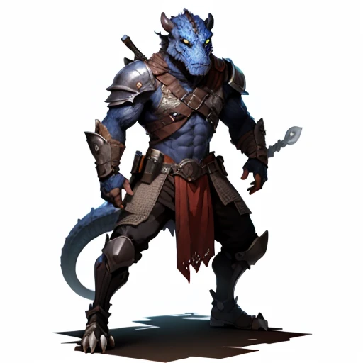 Full body Dragonborn assassin with white background