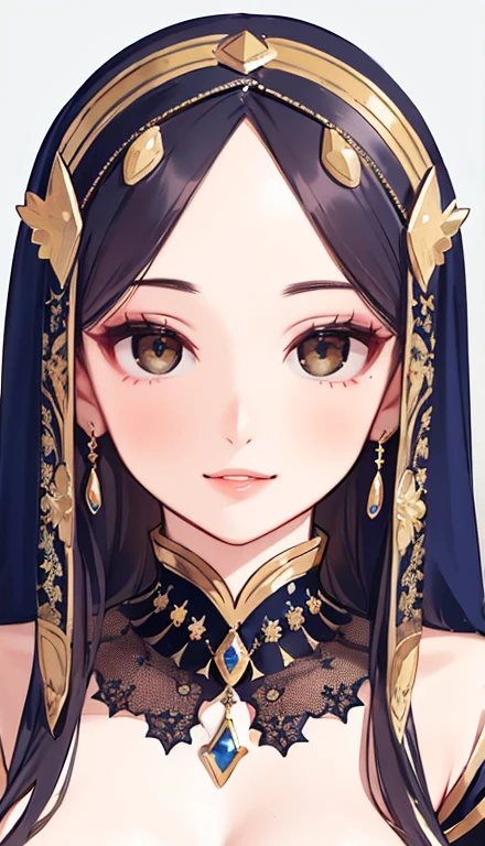 cleavage,Large breasts,queen,Dignified,Arrogant,despise,cat ear,对称。cleavage,Gemstone embellishment,Amazing,((Starlight pupils))(Heterochromia: 1.5),peculiar,Amazing,radiation,opulent,对称,ligne,Best quality at best, ultra - detailed, tmasterpiece, (Detailed face)