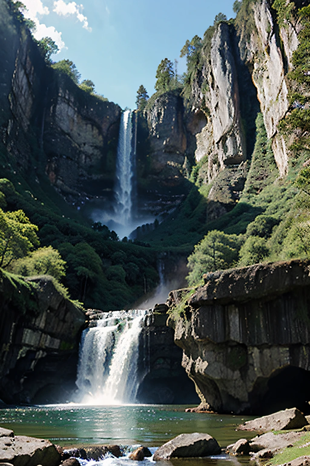landscape with waterfall