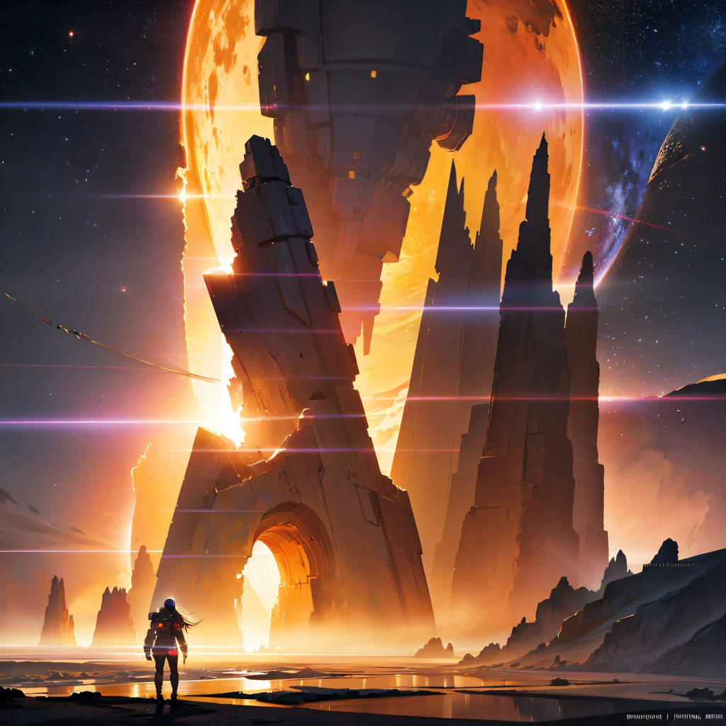 he Great Rift Valley region of the Martian Mo River alluvial plain，Rock Sugar Onyx nuclear-powered command gunboat Black Gold Cruiser Tower Snow Red Marble Glow Space Station 1:3 Models，starrysky，Cyberpunk art of a，Rembrandt light，Detail portrayal，macro shot，surface reflection，high definition detail，Dingdall effect，Light and shadow intensification，The light shines，particle fx，3D modeling，Surface reflected light，detail-rich，The texture is delicate，Strong visual impact，Hyper-detailing，A high resolution，high saturated，Ray traching，Light and shadow effects，16K smooth，A high resolution