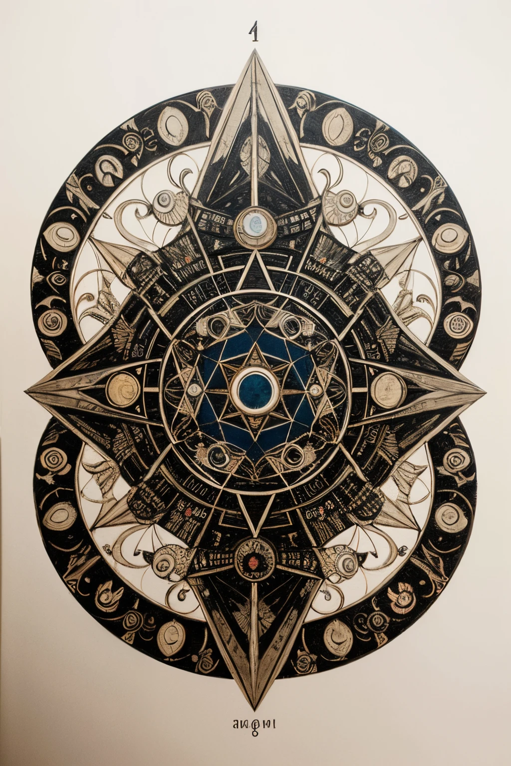 using symbols, runas, geometric shapes and characters from all cultures create a sixth level magic circle drawn on paper