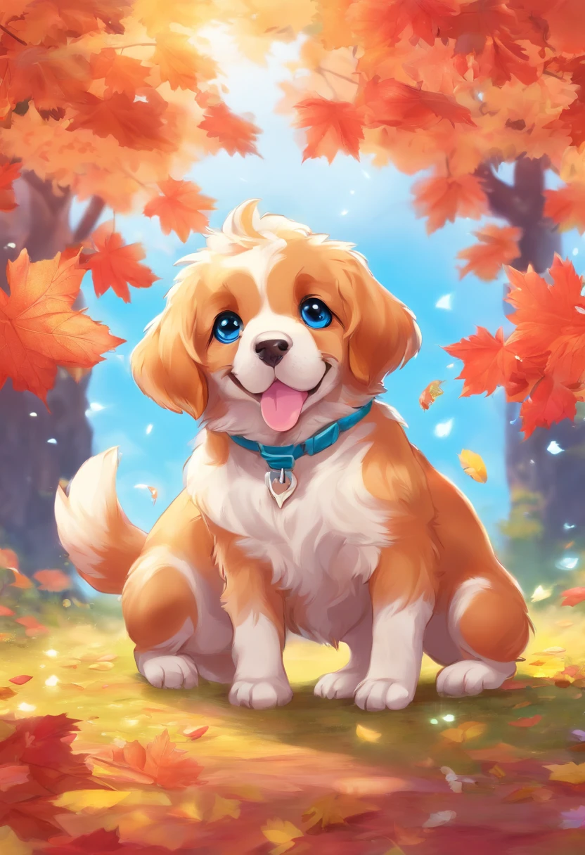 Two super cute blue eyed puppies playing, Maple red,, lindo cenario, autumnal, Red maples fly, photore
