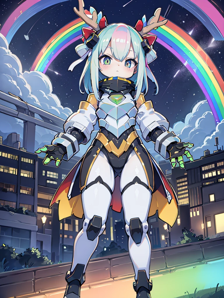 robot deer gamer, armor made of game console, rainbow color, vibrant, many colors, cute